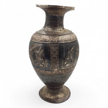 Vase OLRI, Metall versilbert, Ornamente griechisch, H52