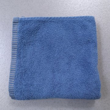 Handtuch 95x45 blau, blau/grauer Streifenrand, Frottee