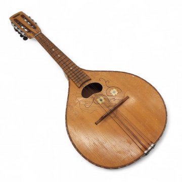Mandoline, Holz, zweifarbig, kleine Blumen aus Elfenbein &quot;Edelton&quot;, L:63 cm