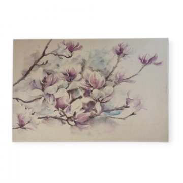 Bild auf Leinwand, 150x100cm, Zweig mit Magnolienblüten, violett/beige, Cote Table, Rechte bei FTA