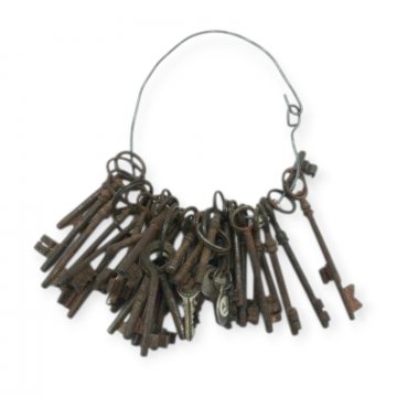 Schlüsselbund, großer Ring mit ca.20-30 Bartschlüssel, rost, Vintage