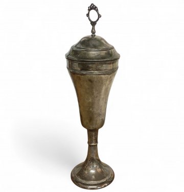 Pokal, Silber, Perlrandverzierung, schmale Form, 56H, mit Deckel,