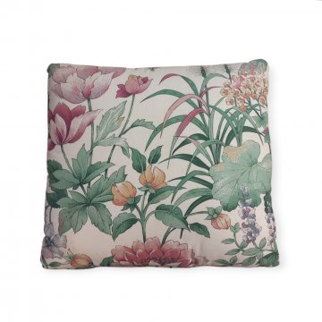 Kissen 45x45, creme, floraler Druck in grün/rosa/blau