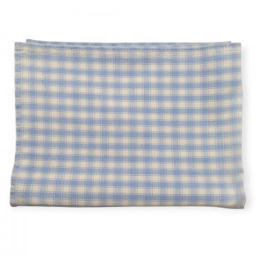 Tischdecke 125x160, creme/hellblau kariert, Baumwolle