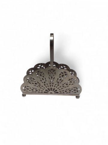 Serviettenständer, Silber, durchbrochen, 4 Kugelfüße, Henkel, h 9 cm