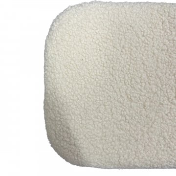 Hocker, weiß, Polsterbezug Teddy, Gestell Eiche