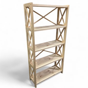 Regal, Holz, Kiefer, 5 Fächer, Kreuzgestäbe
