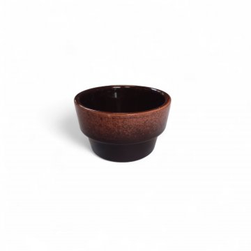 Dippschälchen, Muffinform, Schüsselchen, Auflaufform, Souffléform, keramik, braun, beige glasiert, rund, ø 8,5cm, H: 6cm