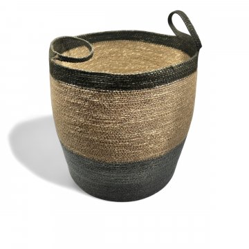 Korb, mit Henkel, beige / grau 