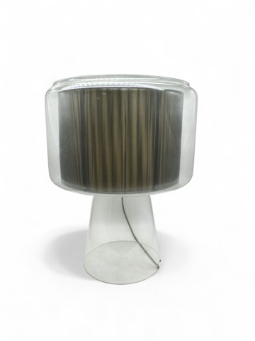 Tischlampe MERCER, Glaskörper, eingelegter plissierter Stoffschirm Silber, MARSET