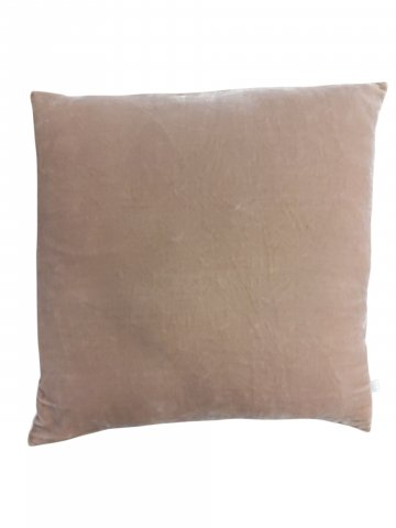 P- Kissen 45x45cm, dunkel puder,Velour, Rückseite Leinen creme