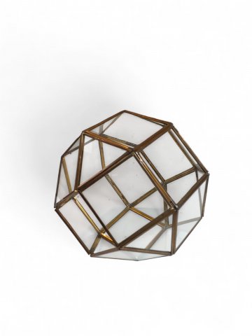 Pflanzglas 20 , Glas in Kugelform , Messingeinfassung, zum Bepflanzen, Windlicht, 20x20cm, 1x Glasplatte fehlt