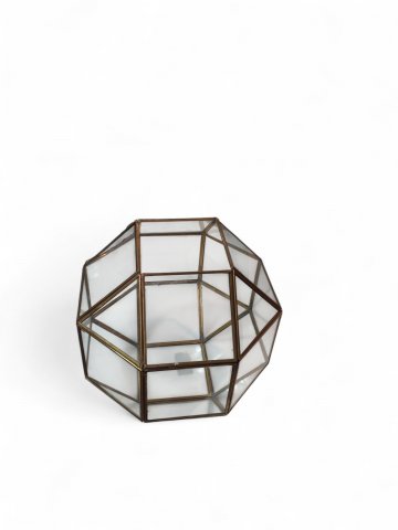 Pflanzglas 25, Messingeinfassung, zum Bepflanzen, Windlicht, 25x25cm, 1 Glas fehlt
