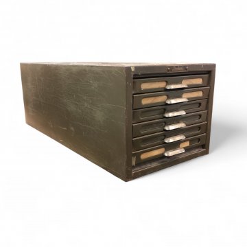 Karteikasten Metall olivegrün Standard, 6 Schubladen mit Chromgriffen, 65,5x23,5x28