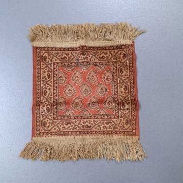 Deckchen 40x33 SAFIR Miniatur Teppich, altrosa, braun, beige, Fransen in creme