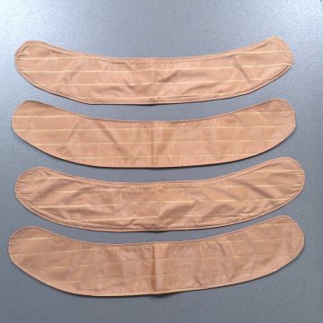 Dekostoff 12x80 Halteband, Seide, apricot mit schmalem gelbem Streifen, gebogt, Gardinenhaltebänder, Raffband