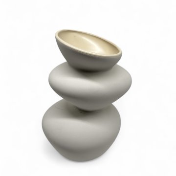 Vase, Steingut, beige (gebrochen)