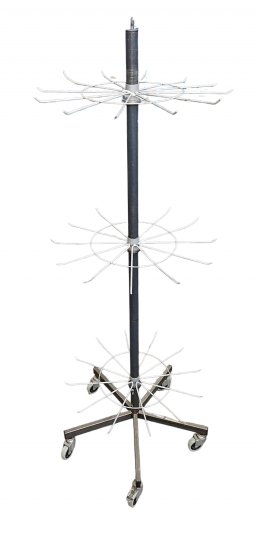 Warenständer Rondell für Tücher, Ketten etc., Ladeneintichtung, 5- Rollengestell, h 185cm