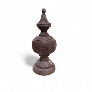 Dekosäule, SMALL WOOD, Holz gedrechselt, braun/creme, patiniert, verzierte Oberfläche, H=15cm