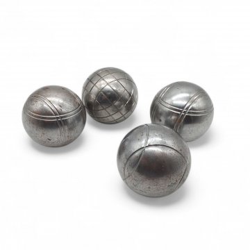Spiel Boule Freizeitkugel, 4er Set,Chrome/ Messing