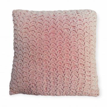 Kissen &quot;Curly Granny&quot; 45x45, rosa, Strickmuster in Samt