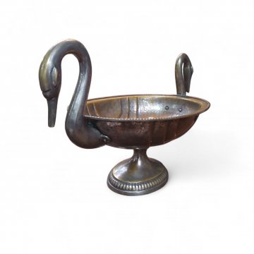 Silberschale, oval mit Doppelschwanenhals, 23x42cm