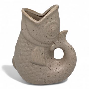 Vase, Keramik, Fisch, sandfarben / beige