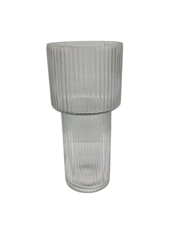 Vase, Glasvase, klar, gerippt
