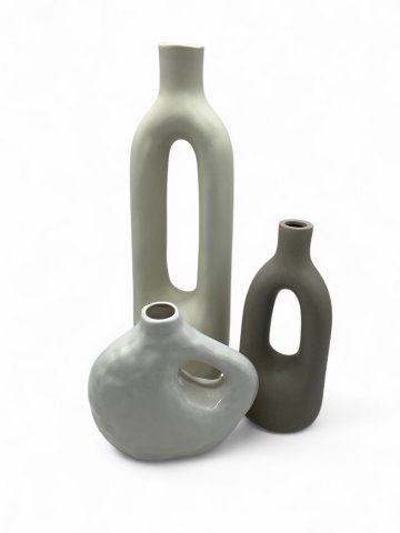 Vase, Keramik, hell, mit Loch, verschiedene Ausführungen