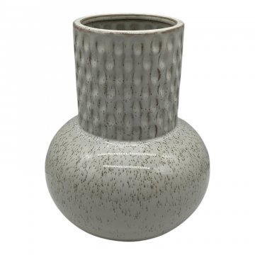 Vase, Keramik, beige / sandfarben, bauchig, Hals strukturiert