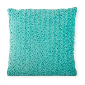 Kissen &quot;Curly Granny&quot; 45x45, türkis, Strickmuster in Samt