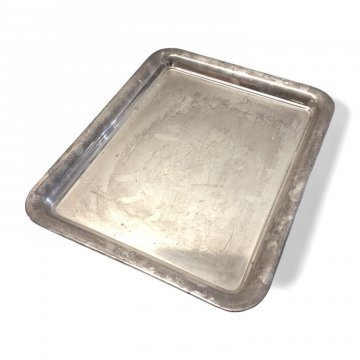 Tablett PLAIN FINK, versilbert, rechteckig, hoher Rand abgerundet, 40x30