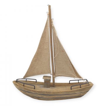 Segelschiff aus Holz geschnitzt, Segel aus Leinen