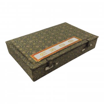 Tuschkasten / Calligraphy Set , grüne Seide, Mischstein, Pinselablage Schälchen, 2 Pinsel
