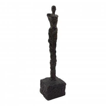 Figur Eisenguss grün, Mann auf schwarzem Sockel, H: 25 cm