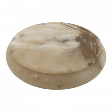 Deckeldose / Schale mit Deckel, Alabaster, naturfarben, rund und flach