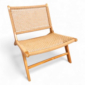 Sessel LINA, Holz Teak hell, Sitz und Rücken Geflecht natur, B65xT80xH68