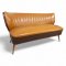 Cocktailsofa, Kunstleder h´braun/dkl.braun, Rücken mit Längsnähten, Füße Holz konisch schräg, 2-er, B150