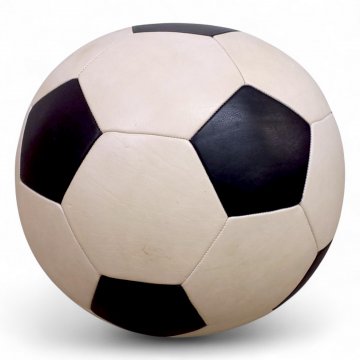 Hocker FUßBALL 2, Leder schwarz/weiß, ø45