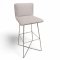 Barhocker JALIS, hochbeinig mit Fußraste, verchromt, Sitzschale Stoff hellgrau, Sitzhöhe 77cmB45xT45xH105