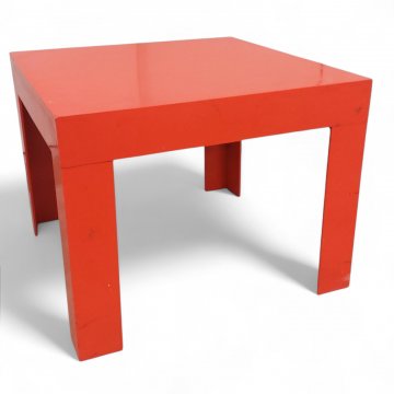 Beistelltisch, K.stoff rot, Dreikantbeine, 40x40 H32