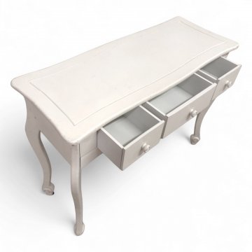 Konsoltisch, weiß, 3 Schübe, vordere Zarge profiliert, B99xT40xH79