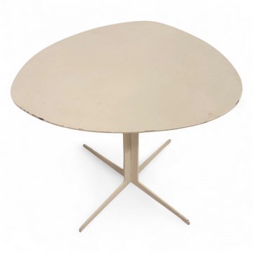 Beistelltisch STONE END TABLE, Metall beige lackiert, Kreuzfuß, H45, Ø max.50