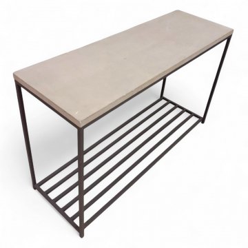 Konsoltisch LEO 1, Platte Betonoptik, Gestell Eisen grau, Ablage gestäbt, B120xT40xH75