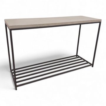 Konsoltisch LEO 1, Platte Betonoptik, Gestell Eisen grau, Ablage gestäbt, B120xT40xH75