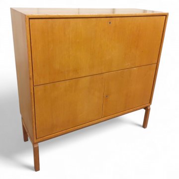 Sekretär Eiche natur, Klappfach, unten 2 Türen, Sockelfüße, B110xT40xH109