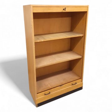 Aktenschrank, Eiche, Rolladentür, K.stoffgriffe gold, Einlegboden, B82xT40xH130