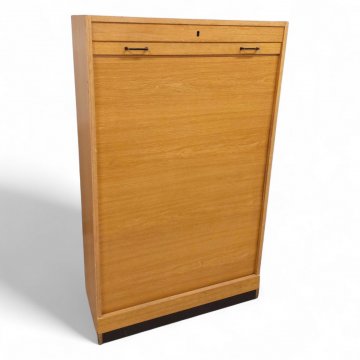 Aktenschrank, Eiche, Rolladentür, K.stoffgriffe gold, Einlegboden, B82xT40xH130