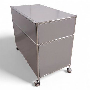 Rollcontainer VIASIT, Metall lichtgrau, 3 Schübe, Chromgestell, B42xT78xH68