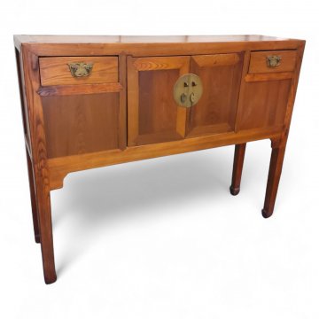 Sidetable, Konsole, Teak, ASIA, 2 Türen, 2 Schubladen, Messingbeschläge, Stollenbeine